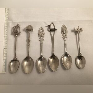 Lot of 6 Collectable Souvenir Spoons from Canada B.C. Ottawa Quebec Ontario